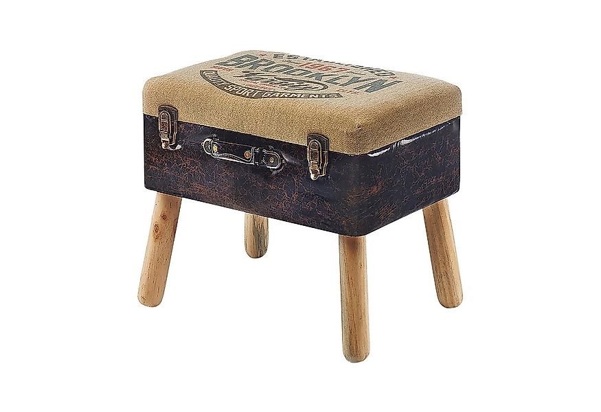 Kobolo Sitzhocker Kofferhocker Leinen Kunstleder Natur Braun H:45 cm (1 Stü günstig online kaufen