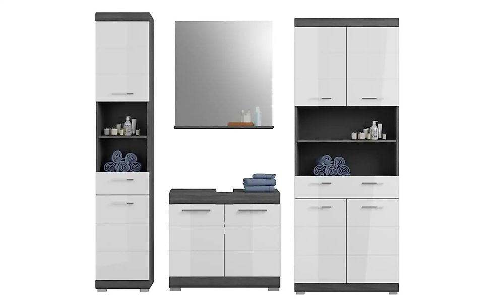 Badmöbel-Set SCHLOONSEE  4 teilig  bestehend aus: Hochschrank  Waschbeckenu günstig online kaufen