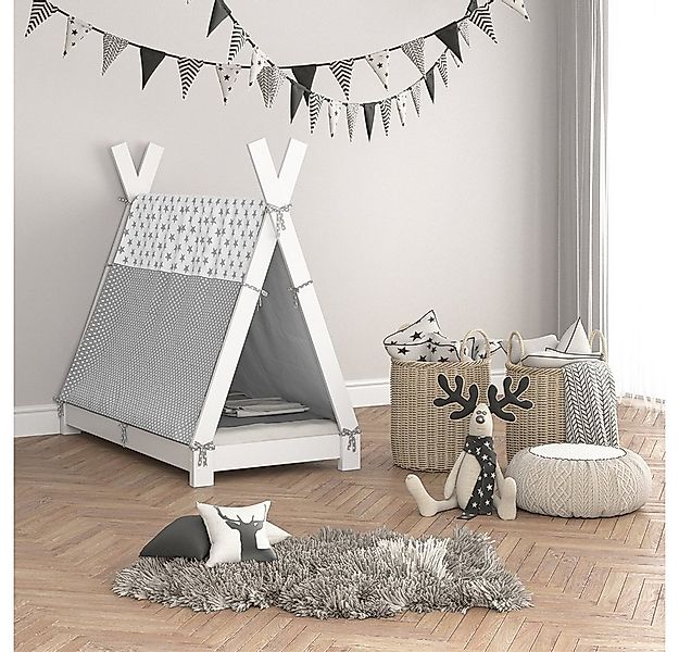 VitaliSpa® Kinderbett Tipi, Grau/Weiß, 70 x 140 cm günstig online kaufen