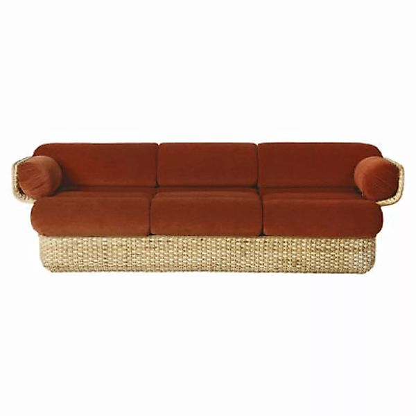 Sofa Basket textil faser orange braun beige holz natur / 3-Sitzer - By Joe günstig online kaufen