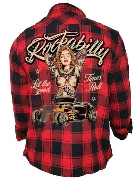 GASOLINE BANDIT® Flanellhemd Rockabilly schwarz-rot kariert: günstig online kaufen