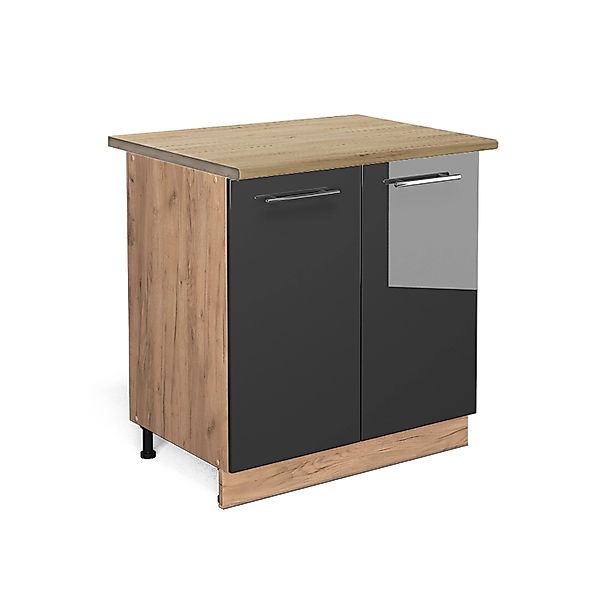 Vicco Spülenunterschrank Fame-Line Anthrazit Hochglanz/Goldkraft Eiche 80 c günstig online kaufen