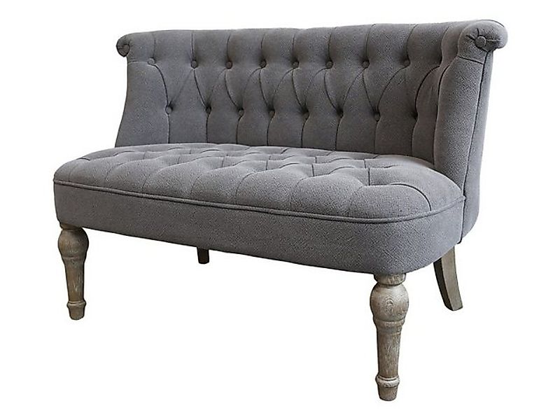 Annimuck Sofa Chic Antique Franz. Sofa mit Leinenstoff 2-Sitzer grau Vintag günstig online kaufen