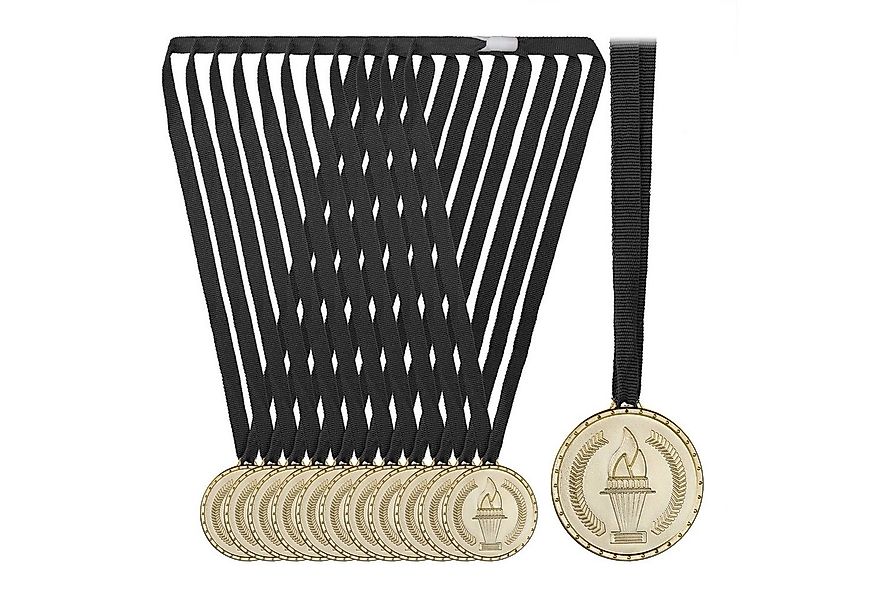 relaxdays Dekoobjekt Gold Medaille für Kinder 12er Set günstig online kaufen
