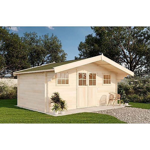 Alpholz Gartenhaus Winnipeg Satteldach 525 cm x 416 cm Natur günstig online kaufen