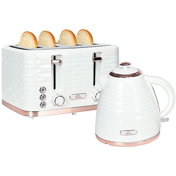 HOMCOM Wasserkocher Toaster Set Frühstück-Set mit 1,7L Wasserkocher, 4 Sche günstig online kaufen