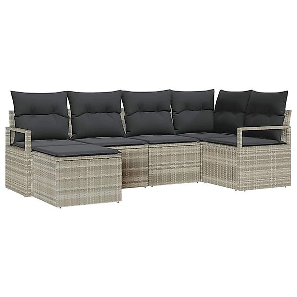 vidaXL Garten-Sofa-Set 6-Tlg Hellgrau Poly Rattan 3346452 günstig online kaufen