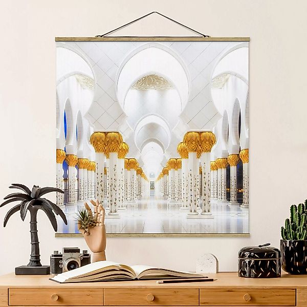 Stoffbild Architektur mit Posterleisten - Quadrat Moschee in Gold günstig online kaufen