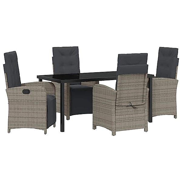 vidaXL Garten Essgruppe 5-Tlg Grau Poly Rattan 3380326 günstig online kaufen