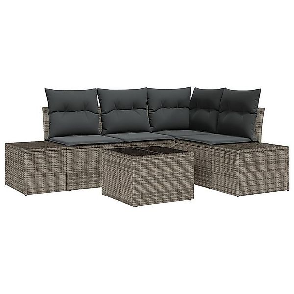 vidaXL Loungesofa 4-tlg. Garten-Sofagarnitur mit Kissen Schwarz Poly Rattan günstig online kaufen
