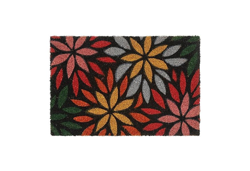relaxdays Fußmatte Kokos Fußmatte mit Blumenmotiv, Höhe: 15 mm günstig online kaufen