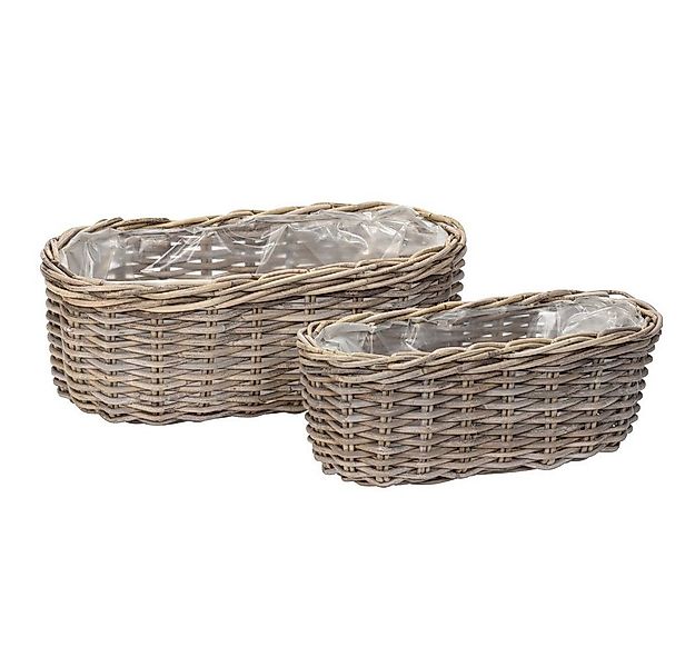 Grafelstein Blumentopf Pflanzkorb BASKET grau aus Rattan ovale Pflanzschale günstig online kaufen
