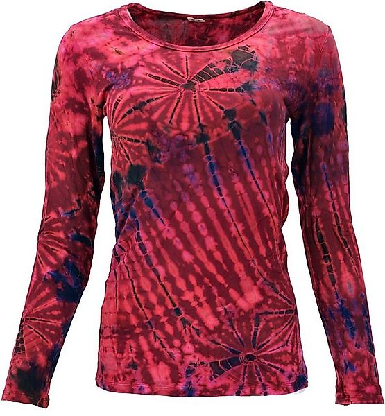 Guru-Shop Longsleeve Unikat Batik Shirt, Boho Langarmshirt - rot alternativ günstig online kaufen