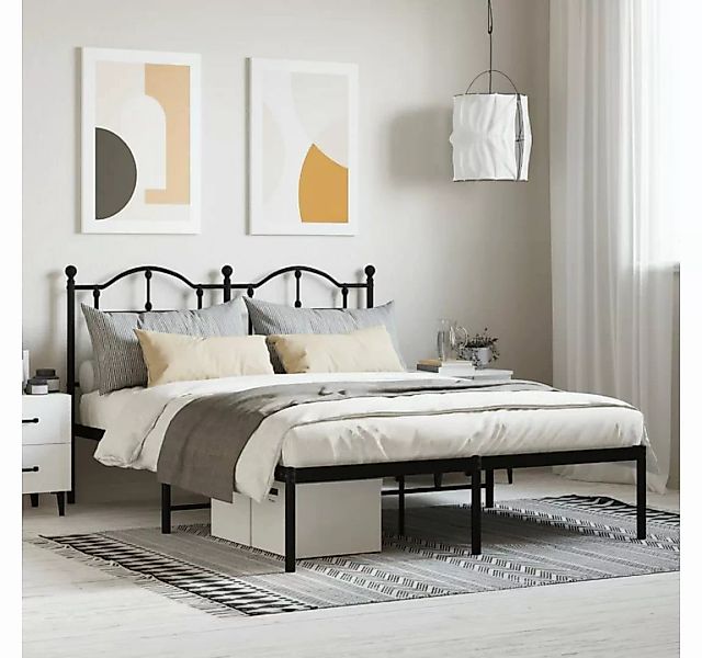 furnicato Bett Bettgestell mit Kopfteil Metall Schwarz 150x200 cm günstig online kaufen