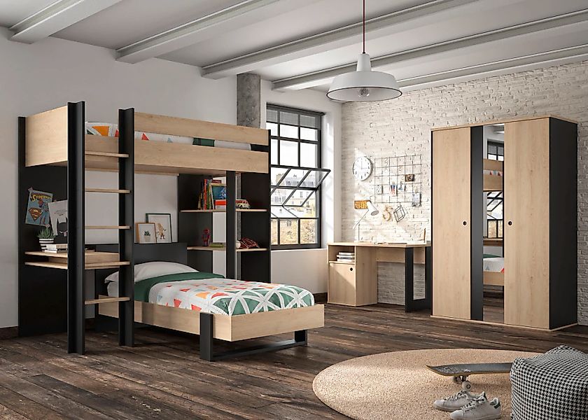 Gami Jugendzimmer-Set "Duplex", (4 tlg., Bett, Kleiderschrank, Schreibtisch günstig online kaufen