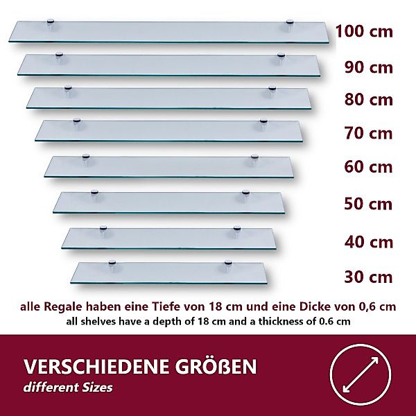HOOZ Wandregal aus Sicherheitsglas mit Halterung günstig online kaufen