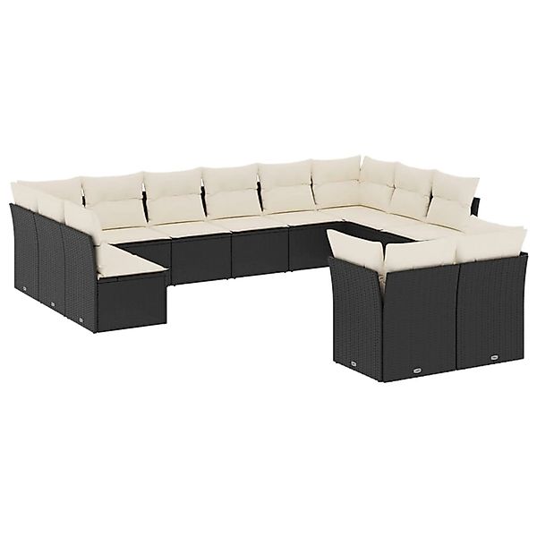 vidaXL 12-tlg Garten-Sofagarnitur mit Kissen Schwarz Poly Rattan Modell 1 günstig online kaufen