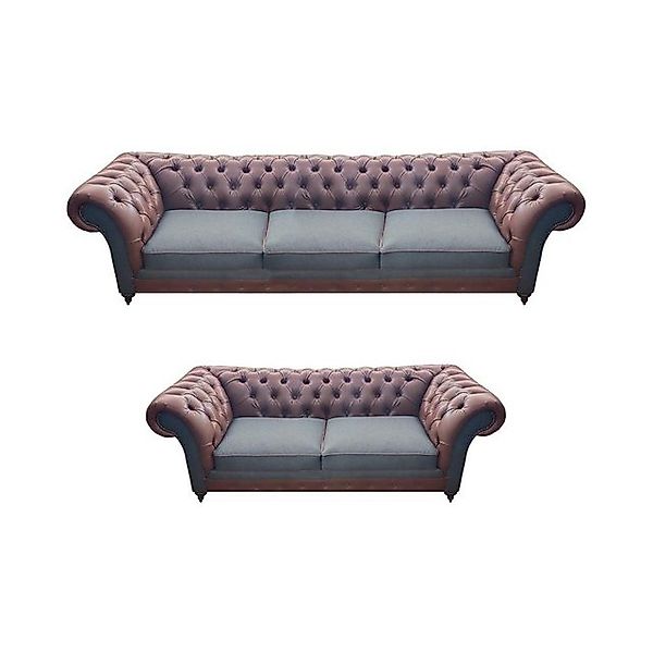 Xlmoebel Sofa Zwei Designer Ledersofas Komplettset Chesterfield Wohnzimmer günstig online kaufen