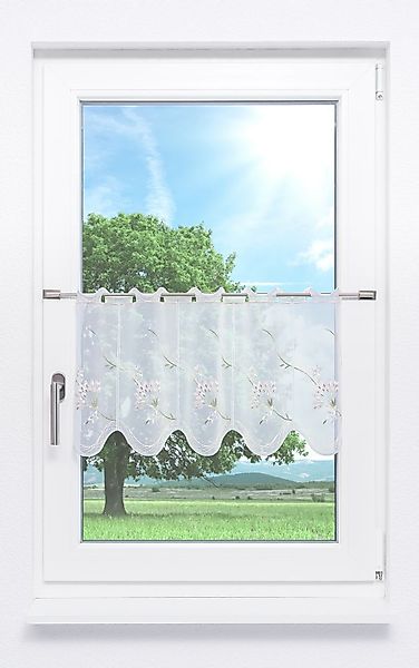 Plauener Spitze® Scheibengardine Blütenreich, (1 St), günstig online kaufen