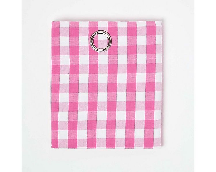 Homescapes Gardine Pink karierter Ösenvorhang im 2er Pack, B 137 cm x L 117 günstig online kaufen