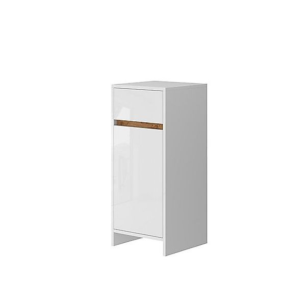 Vicco Midischrank Detmold Weiß Hochglanz/Goldkraft Eiche 35 x 82 cm mit Tür günstig online kaufen
