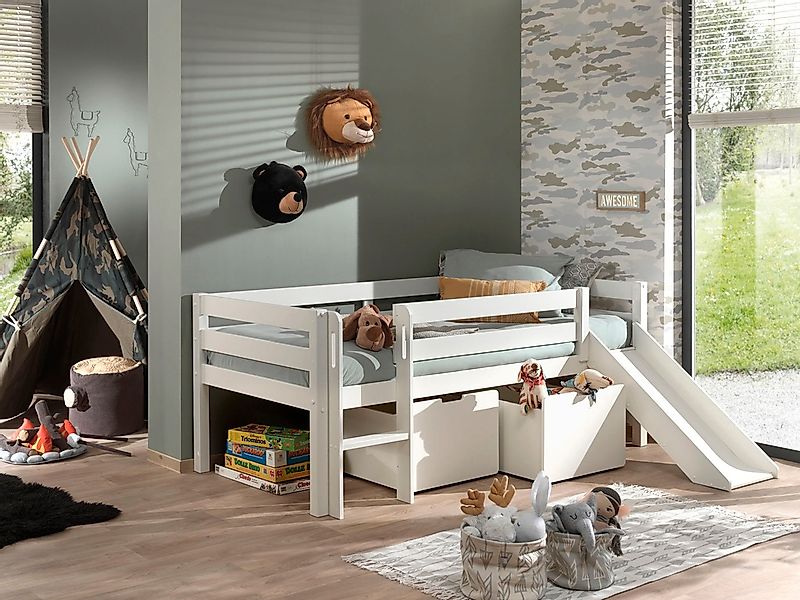 Vipack Spielbett "Pino, Kiefer massiv, mit Rolllattenrost, 2 Rollboxen, Mad günstig online kaufen