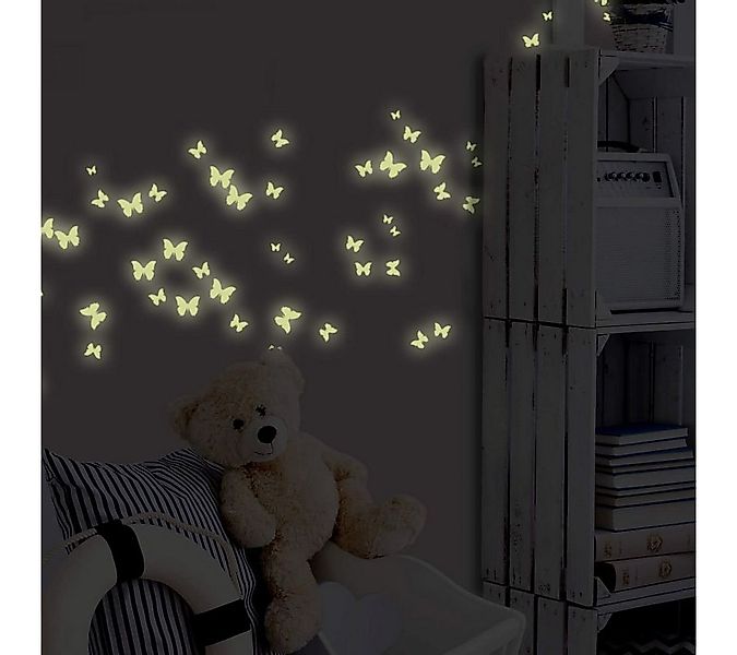 K&L Wall Art Wandtattoo Leuchtsticker Schmetterlinge Schlafzimmer 20x28cm s günstig online kaufen