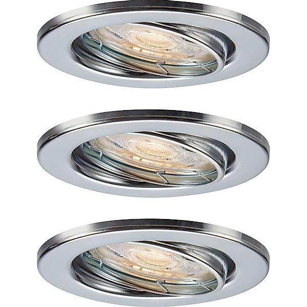 LED-Einbauleuchte 3er Set Metall Chromefarben 3,5W warmweiß schwenkbar Ø 8, günstig online kaufen