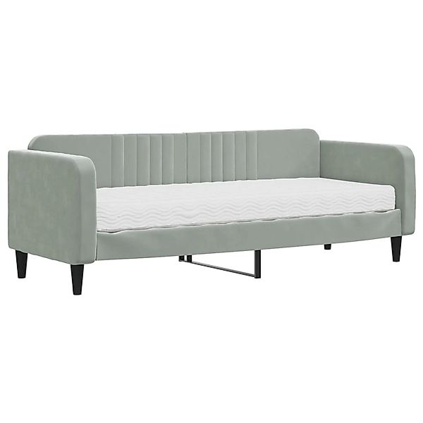 vidaXL Bett, Tagesbett mit Matratze Hellgrau 80x200 cm Samt günstig online kaufen