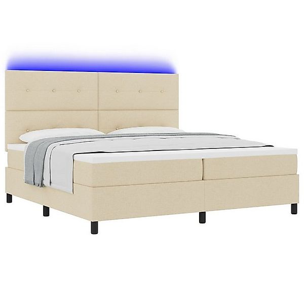 vidaXL Bett Boxspringbett mit Matratze & LED Creme 200x200 cm Stoff (1-tlg) günstig online kaufen