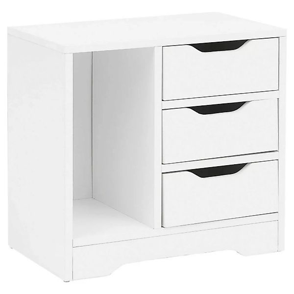 Nachtkonsole 49x50x30 cm Weiß Matt 3 Schubladen 1 Ablagefach | Weisse Nacht günstig online kaufen