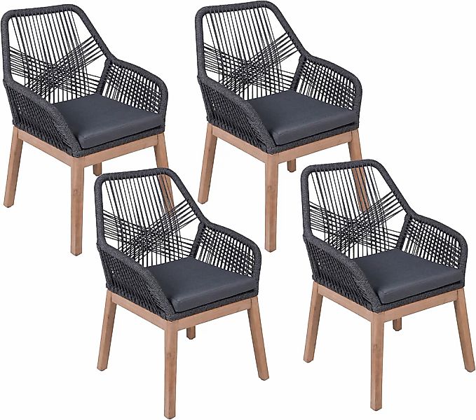 Garden Pleasure Armlehnstuhl "POMONA, grau, 4er Set" (Set) 4 Stk. grau günstig online kaufen