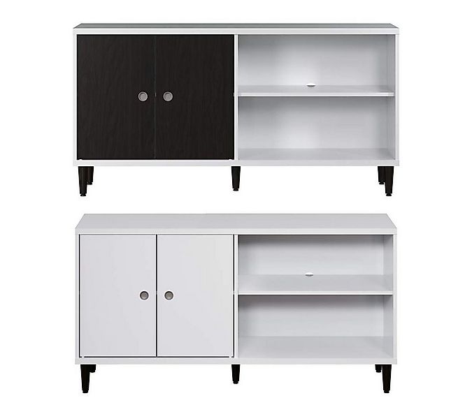 ebuy24 TV-Bank Evolution TV Tisch 2 Türen, 2 Räume weiß, schwarz. günstig online kaufen
