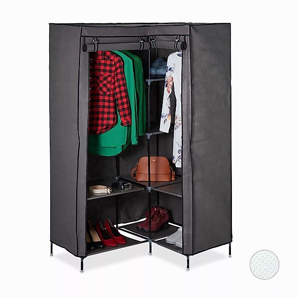 relaxdays Eckkleiderschrank aus Stoff Anthrazit günstig online kaufen