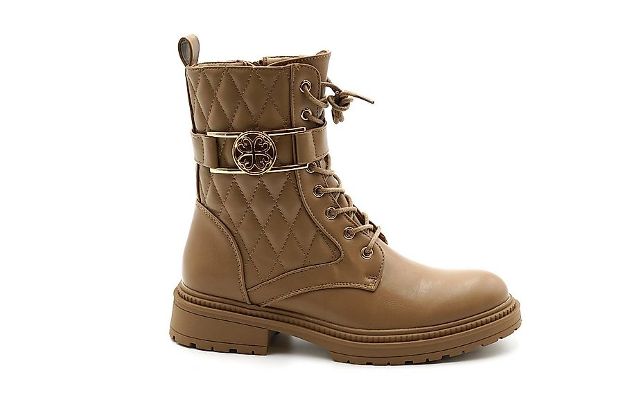 Sonderpostendiscount Damen Boots Stiefletten SU767T Taupe Bootsschuh Seitli günstig online kaufen