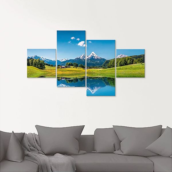Artland Glasbild "Landschaft in den Alpen", Berge, (4 St.), in verschiedene günstig online kaufen