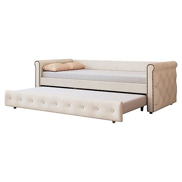 Ulife Daybett ausziehbares Tagesbett Schlafsofa mit Unterbett Samt, 90x200c günstig online kaufen