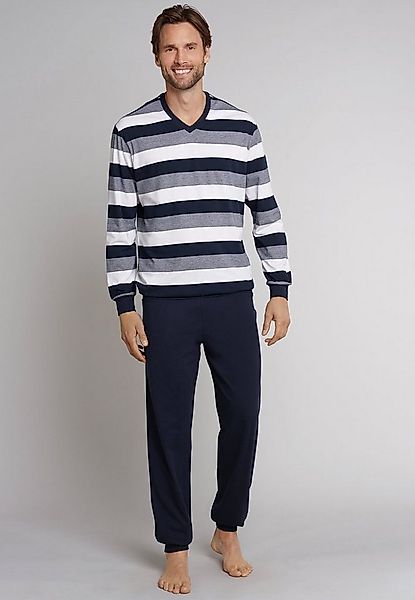 Schiesser Pyjama Dark Sapphire (2 tlg) mit Blockringeln günstig online kaufen
