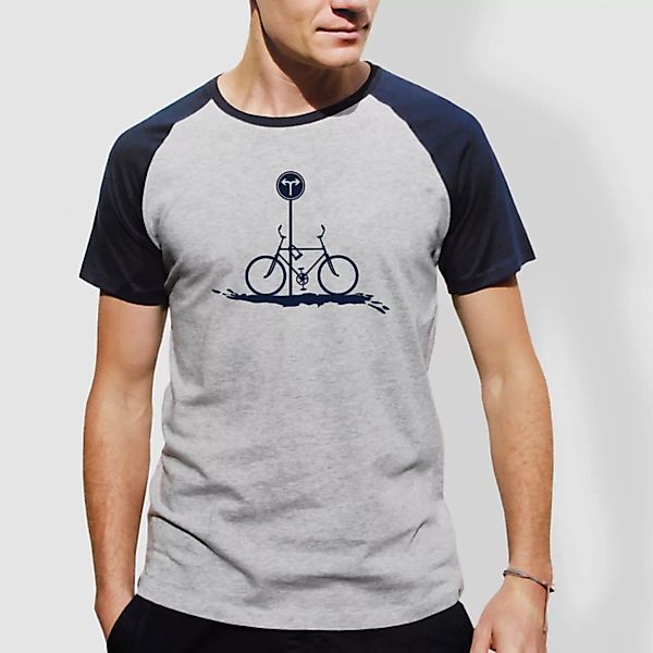 Herren T-shirt, "No Way", Heather Ash/navy günstig online kaufen