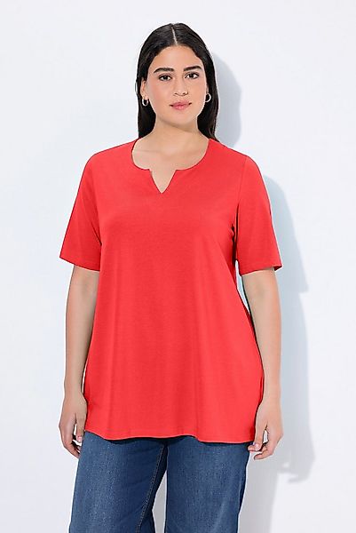 Ulla Popken T-Shirt T-Shirt A-Linie Tunika-Ausschnitt Halbarm günstig online kaufen