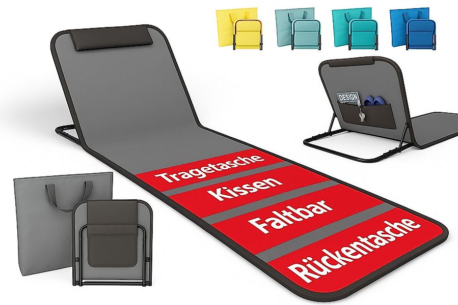Onbest Campingliege Strandliege klappbar mit Nackenkissen Tragetasche, Stah günstig online kaufen