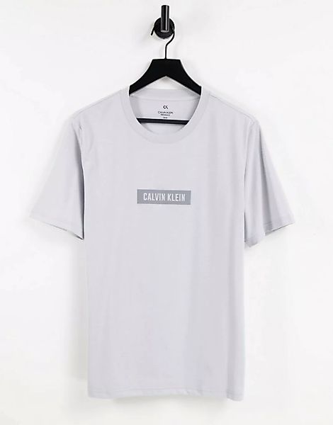 Calvin Klein – T-Shirt mit reflektierendem Box-Logo in Antikgrau günstig online kaufen