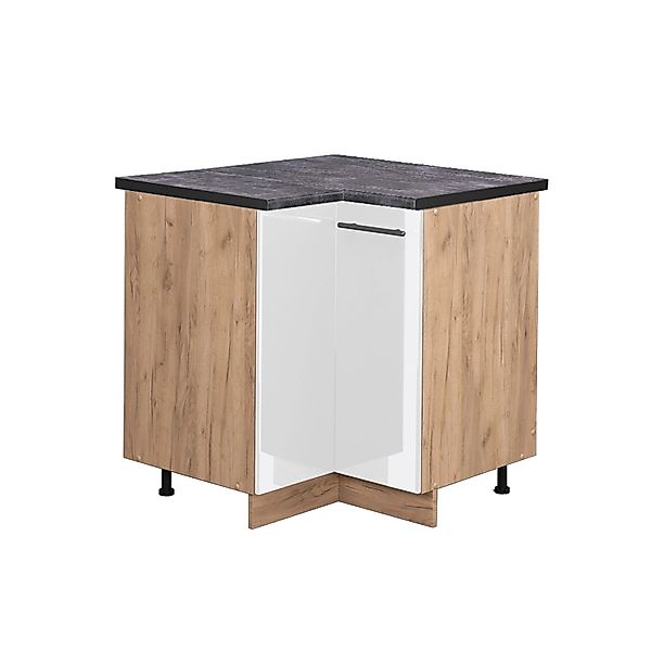 Vicco Eckunterschrank Fame-Line Weiß Hochglanz/Goldkraft Eiche 81 cm AP Ant günstig online kaufen