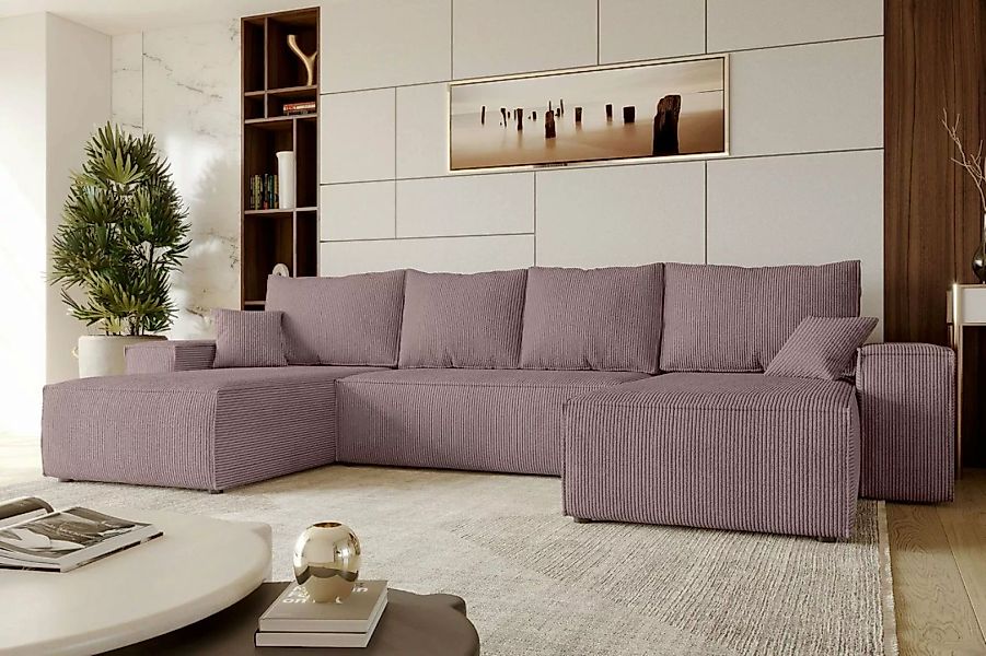 Stylefy Wohnlandschaft Penelope, U-Form, Couch, mit Bettfunktion und Bettka günstig online kaufen