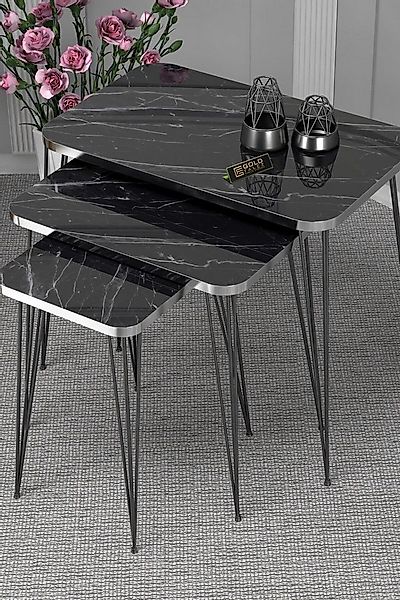 en.casa Couchtisch (3-St), 3-teilig, platzsparend, Metallgestell 89322042 günstig online kaufen