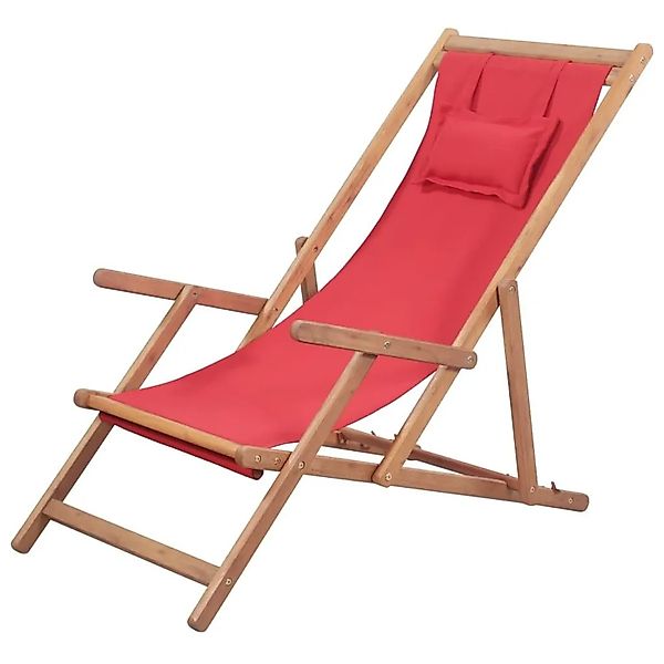 vidaXL Strandstuhl Klappbar Stoff und Massivholz Rot 43995 günstig online kaufen