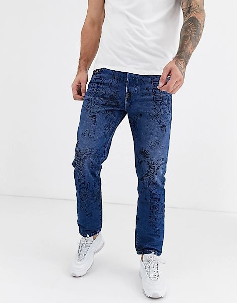 Diesel – Mharky-SP – Doodle-Jeans im Stil der 90er Jahre in mittlerer 0078S günstig online kaufen