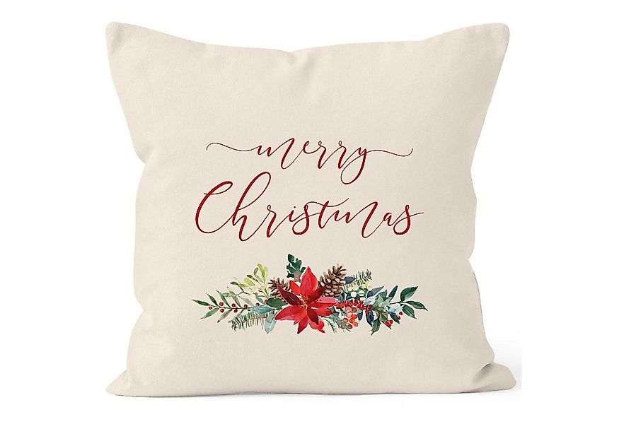 Autiga Dekokissen Kissenbezug Weihnachten Merry Christmas Blumen Weihnachts günstig online kaufen