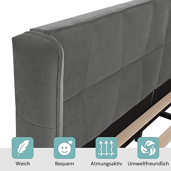 STILVORA Polsterbett 160×200 Jugentbett Bettgestell mit Lattenrost und Kopf günstig online kaufen