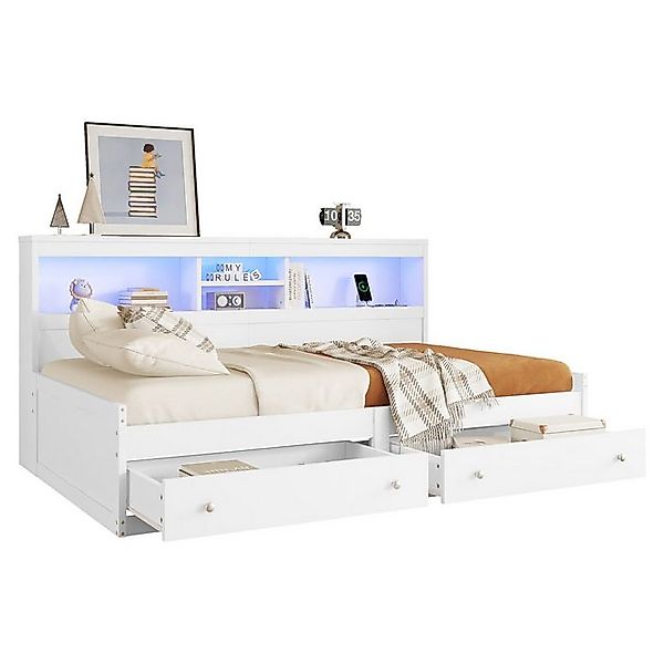 Gotagee Schlafsofa Jugendbett Daybett 90x200cm Tagesbett mit Ladebuchsen Ei günstig online kaufen